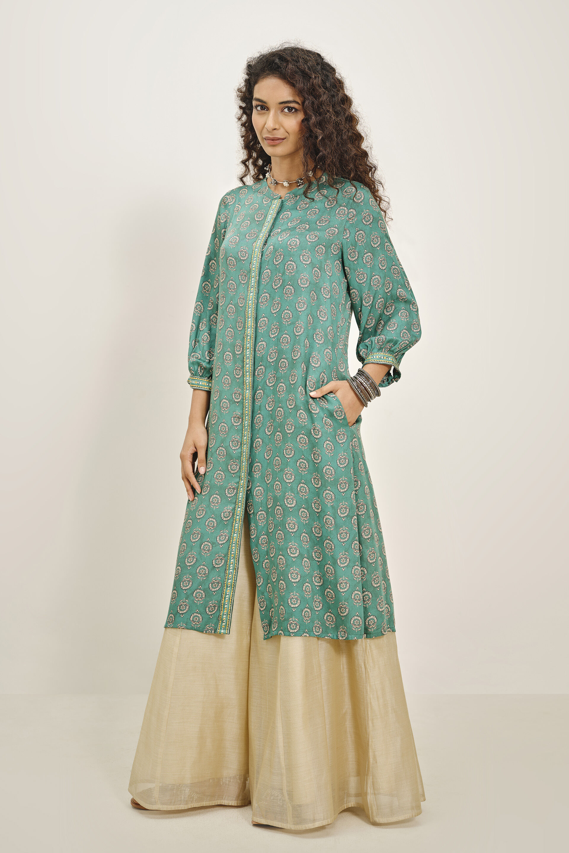 Avni Green Kurta, Green, image 3